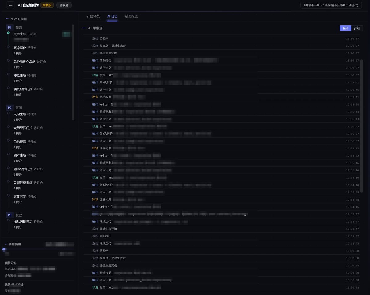 奇热AI短剧引擎 - 自动模式AI思维流:评审与导演决策逐轮记录